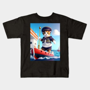 Sailor Cat - Modern digital art Kids T-Shirt